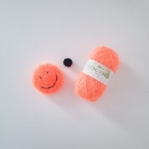 [유리별] DIY 스마일 수세미 만들기 도안 실 세트 / 취미 코바늘 호빵수세미 뜨개질 방과후수업 패키지, 스마일 네온오렌지, 1세트