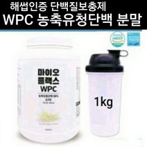 WPC 농축 유청 단백질 보충제 류신 프로틴 파우더 헬스 쉐이크 포대유청 분말 가루 BCAA 남성 여성 체지방 복부 뱃살 운동전후 근육 관리 국산 우유유청 균형단백질 초유단백질 식사대용 해썹 식약처인증 헬스보충제, 1000g, 1개