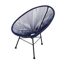 야외의자 라탄 안락의자 라탄체어 아카풀코 비치의자 테라스, 단품, 딥블루, 고정