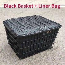 대리기사 전기 자전거 모든 금속 솔리드 대형 자전거 바구니 전기 자동차 바구니 검정색 후면 바구니 자전거 커버 대형 바구니, 1 세트