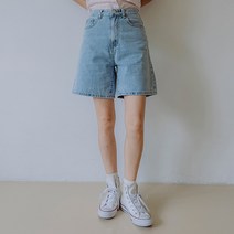 로로텐 4부 워싱 데님 슬림 일자핏 빅사이즈 반바지