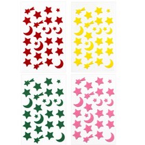 (예현) 펠트스티커 별달 713번 1팩 별스티커 달스티커, 초록