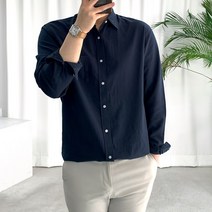 룩플레인 시원한 린넨 바이오워싱 루즈핏 여름 셔츠