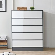 벨리카가구 팍스 하이그로시 왕5단 3자 키큰서랍장 4컬러, 팍스 5단 서랍장_그레이화이트