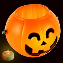 어반LED 귀여운 할로윈 소품 4종, 01_호박바구니 속 흔들리는 촛불 할로윈 장식 소품, 1개