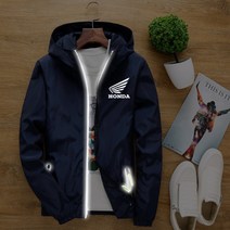 야마하바람막이 혼다 바람막이 오토바이 바이크 자켓 후드집업 빅사이즈 빛반사, 다크 블루 혼다
