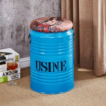 포차의자 원통 깡통 의자 드럼통 포차 풋 스툴 철제, 하늘색 큰 보력 휴대용 정품 배럴 높이 47