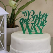 All About Details Green Baby On The Way Cake Topper 6 x 8, 1