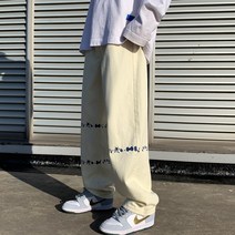 일자슬랙스팬츠 고가 VIBE OVERSIZE 디자인감각 아메카지스타일 빈티지 데님 바지남자 스트레이트핏 3280006007