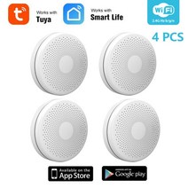 도시 가스 누출 탐지기 수소 디텍터 누설 경보기 복합 측정기 휴대용 검출기 조합 wifi gas smoke detector co sensor smart 일산화탄소 감지기 미터, 4개