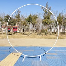 포토존 꽃 장식 프레임 플라워 아치 지지대 야외 셀프 스몰 웨딩 연출 파티 원형 장식 진열대 교회 크리스마스 꾸미기, 10.원관원환1.8m지름화이트