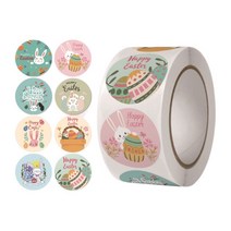 부활절 달걀 꾸미기 원형 롤 스티커 Happy Easter 축하 선물 포장 교회 성당