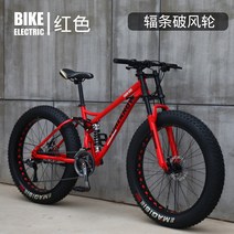 풀샥 MTB 입문용 자전거 팻바이크 엠티비 오프로드 자전거, 레드[스포크] + 24인치 + 24단