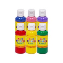 키즈 핑거페인트 60ml 6색 세트 / 키즈맘아트 유아 물감 미술 그림 놀이 촉감 오감 발달 자극 감성 손가락물감 어린이집 유치원 드로잉 키즈 카페 집콕 엄마표미술 홈스쿨 선물, 1세트
