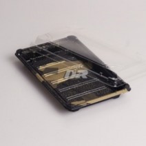 [두레] DR 초밥 400호 PLA 400개 중형 / 코스트코 이마트 트레이더스 홈플러스 초밥 포장 용기 스시 롤 PLA 사각 트레이 캘리포니아롤 일회용 김밥 접시 그릇 케이스, 뚜껑 (400개)