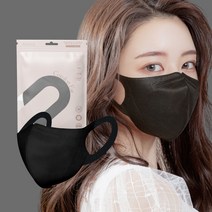 새부리형 마스크 귀편한 날개형 소프트 귀끈 컬러 숨쉬기 편한 일회용 새부리 마스크, 대형 블랙 40매