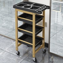 미용실 카트 보조 미용사용 다기능 선반 트롤리 이발소 웨건, gold porous plate