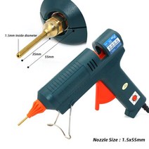 실리콘건 핫멜트 글루 건 150W 길이 구리 노즐 조절 11mm 스틱 가용, 1.5x55mm, 미국