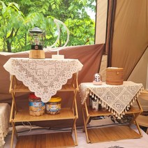 식탁보 협탁보 책상보 손뜨개 레이스 원형 러너 테이블보 다용도 레이스천 쇼파 밥솥 덮개, 60x60