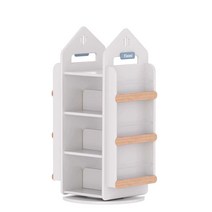 성 회전책장 원목 수납 4단 책꽂이 그림책 거실, 그레이블루 원목