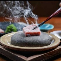 미니 천연 화산석 돌판 스테이크 돌 구이판 미니화로, 짙은 회색 직경 10cm
