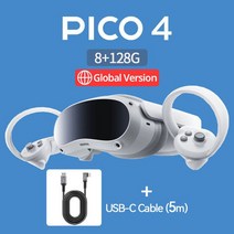 ar글래스 스마트글라스 Pico 4 VR 헤드셋 올인원 가상 현실 메타버스 및 스트림 게임용 4K + 디스플레이 3D, 03 GB 128 5M USB-C