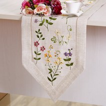 자수 플라워 테이블 러너, 40x220cm