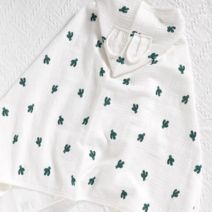 백백이나라 유아용 순면 4겹거즈 후드 비치가운, 선인장