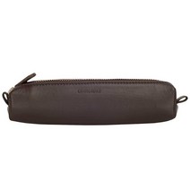 DiLoro Leather Zippered Fountain Ballpoint Rollerball Pens and Pencils Case Holder Pouch Genuine Ful, Nappa Dark Brown