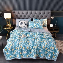여름 세탁 코튼 이불 에어컨 이불 부드러운 통기성 담요 얇은 잎 인쇄 침대보 침대 커버 홈 섬유, Color8