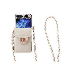 락키홈즈 스트랩 카드수납 가죽 Z플립 케이스