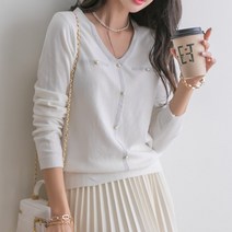 [나크21] (55~77) 진주 버튼 펄 브이넥 니트 NK21-T-48