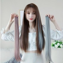 브릿지 부분가발 헤어피스 애쉬 포인트 브릿지 똑딱이 파스텔 셀프 옴브레 생머리 피스 파스텔 애쉬그레이, 03.코토리베이지