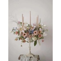 쉐비풍 클래식 화이트 앤틱 롱캔들 5봉 빈티지 철제 촛대 빈티지 캔들 테이블 장식