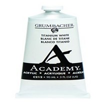 Grumbacher C212 Academy Acrylic Paint 90ml/3 oz Metal Tube Titanium White, 1