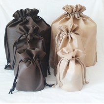 부직포 복 주머니 5장1묶음 진베이지 쵸코 색 더스트백 조리개형 다용도 주머니 선물포장용, 진 베이지
