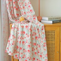 [천삼백케이] [바이지미] 작은창 커튼-러블리 로즈-얇은쉬폰style(가로125cm x 세로180cm)