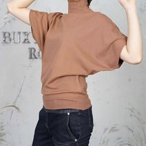 벅시루 여성 다이아실루엣 니트 반팔 폴라티