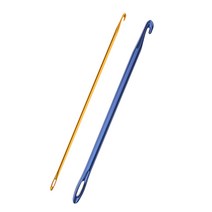 Royalways 2Pcs 블루 u0026 골드 알루미늄 TUNISIAN / AIUHAN 크로 셰 뜨개질 후크 바늘 2.75 6mm