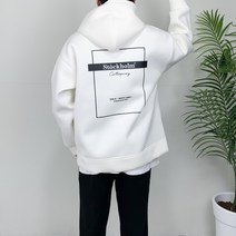 남자 네오프렌 긴팔 봄 오버핏 스퀘어 프린팅 후드티 4컬러