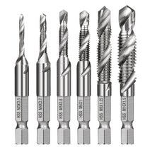 6PCS M3-M10 나사 탭 드릴 비트 HSS 탭 카운터 싱크 디버 세트 메트릭 육각형, 은