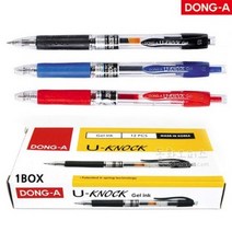 동아 유노크 젤잉크 중성 볼펜/ 12개 U-KNOCK UK504, 혼합0.7mm흑색6개+청3개+적색3개