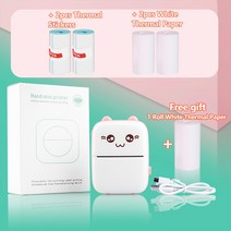 출력 휴대용 열전사 프린터 종이 포토 포켓 고양이 57mm 인쇄 무선 블루투스 안드로이드 IOS, [02] Pink 2White 2Sticker