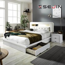 세진 레프리 PU가죽 LED 수납형 침대 +오리온 7존독립 FM라텍폼스 40T 매트리스Q, 모카그레이