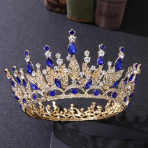 왕관 세련된 고급진 생일 Mamojko Baroque 여왕 신부 여성 크리스탈 웨딩 모자를 쓰고 있죠 티아라 헤어 액세서리 비쥬, 14 zxc55blue