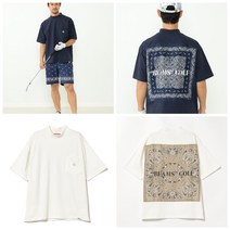 엘리펀트 브랜드 X 빔즈 골프 모크넥 반팔티 골프웨어 루즈핏 반팔 티셔츠 3종, 네이비