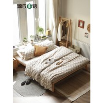 led 퀸침대 신혼침대 겐지 나무 언어 단단한 침대 현대 미니멀 오크 옆 작은 침실 더블 침대없이 다다미 침대를 사용자 정의 할 수 있습니다, [01] 통나무색 판자 지상에서 30cm, [06] 1200mmx1900mm, [01] 뼈대