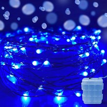EhomeTronics 스트링 조명 1팩 5m(16.4피트) 50 LED 배터리 작동 요정 조명 방수 구리 와이어 장식 반짝이는 조명 실내 크리스마스 파티 침실 파티오 정원 웨딩, 1, Blue