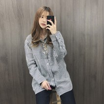 스타일자키 스트라이프 데님 오버핏 셔츠 (2color)