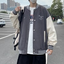 빅사이즈 잠바 남성 자켓 코트 싱글 브레스트 잘 생긴 프레피 스타일 학생 패치 워크